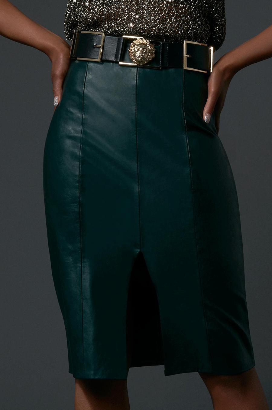 'Margaux' Faux Leather Pencil Skirt