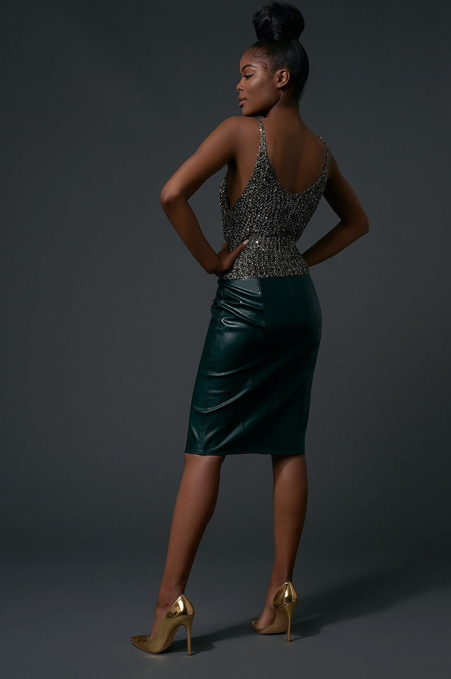 'Margaux' Faux Leather Pencil Skirt