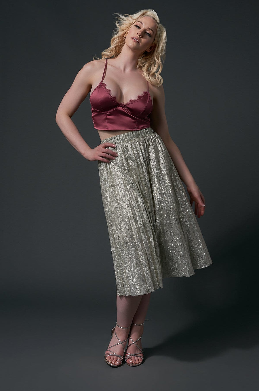 'Callie' Pleated Midi Skirt