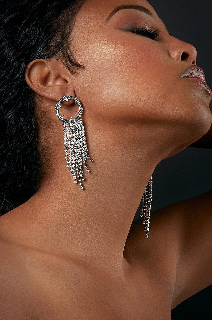 'Lucienne' Rhinestone Tassel Earrings