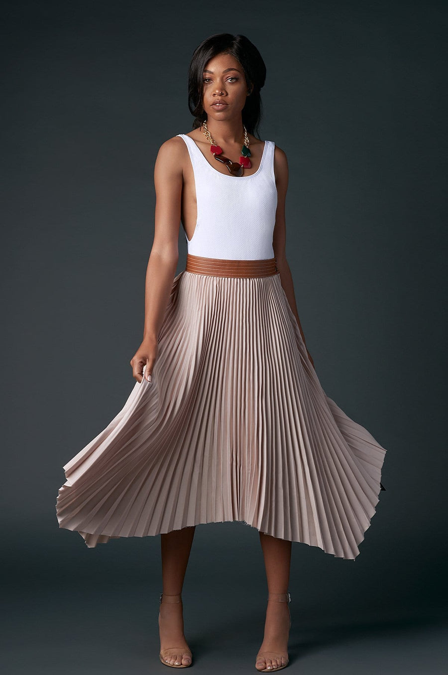 'Faith' Pleated Midi Skirt