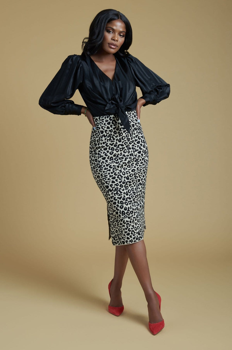 'Tyra' Leopard Print Sweater Skirt