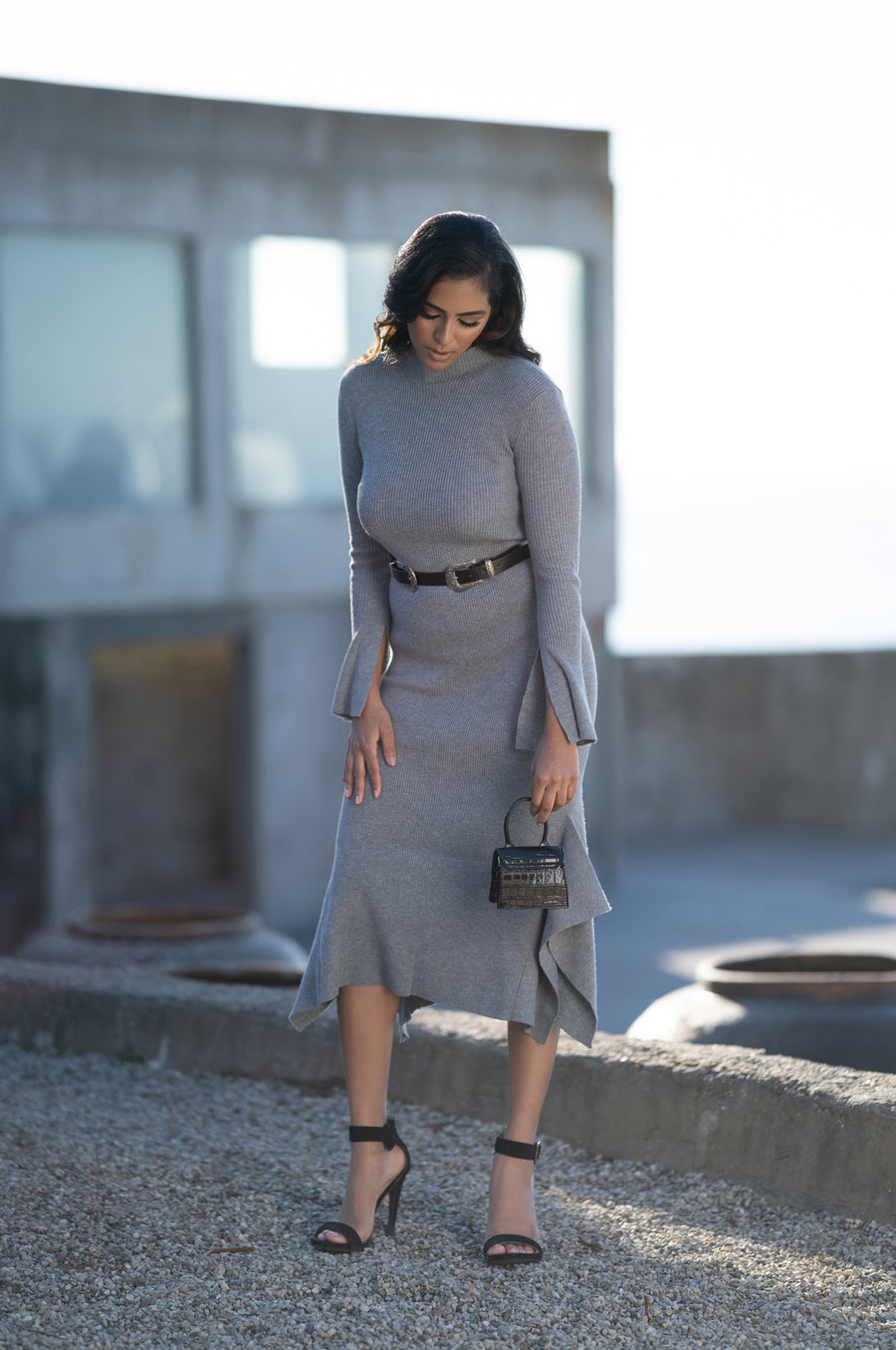 'Catalina' Heather Gray Sweater Dress