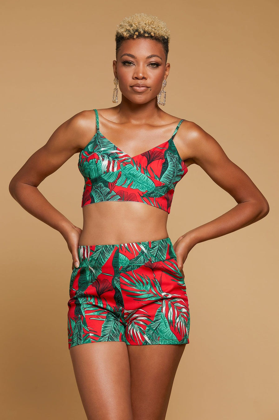 'Kaia' Palm Leaf Shirt & Shorts Set