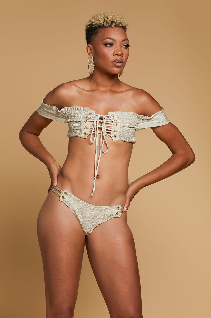 'Olympia' Lace Up Two Piece Swimsuit