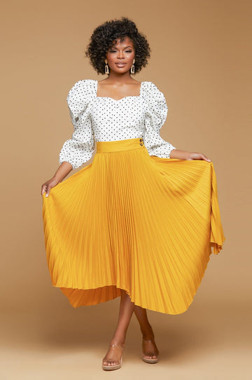 'Whitney' Pleated Midi Skirt