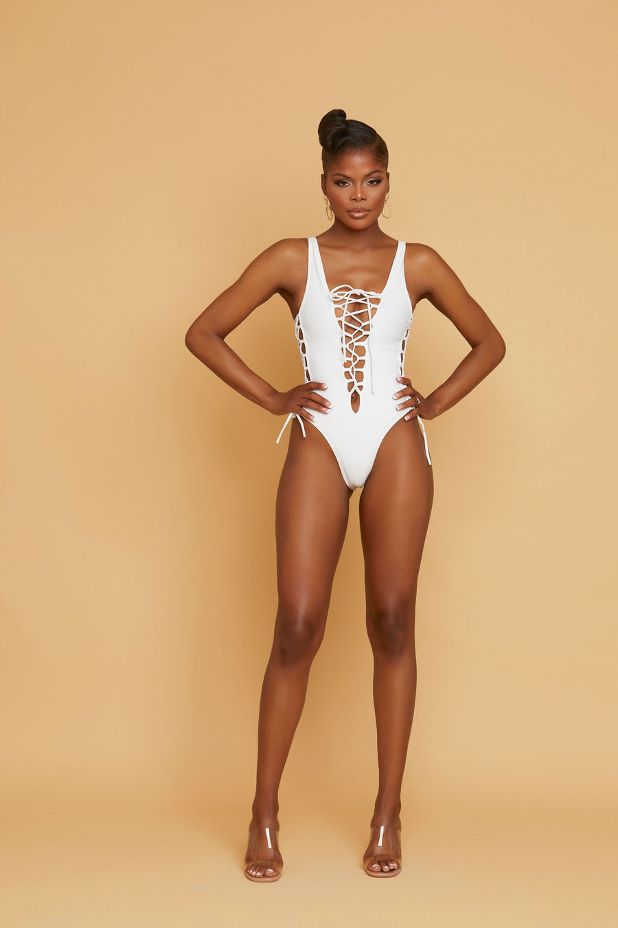 'Rumi' Lace-Up One-Piece Swimsuit