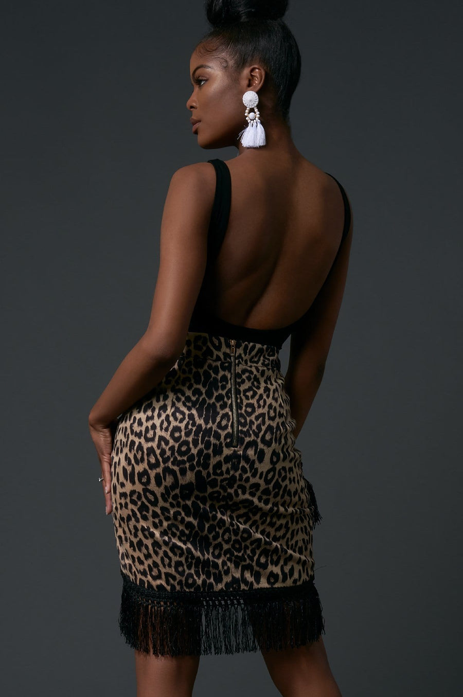 'Kyla' Leopard Fringe Skirt