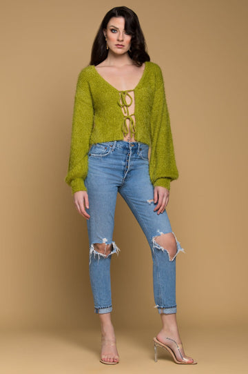 'Tina' Tie-Front Cropped Cardigan